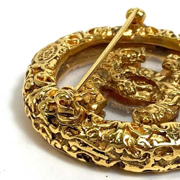 Chanel Cc Logo Circle Brooch Gold-Tone #209027C24B - Picture 9 of 9